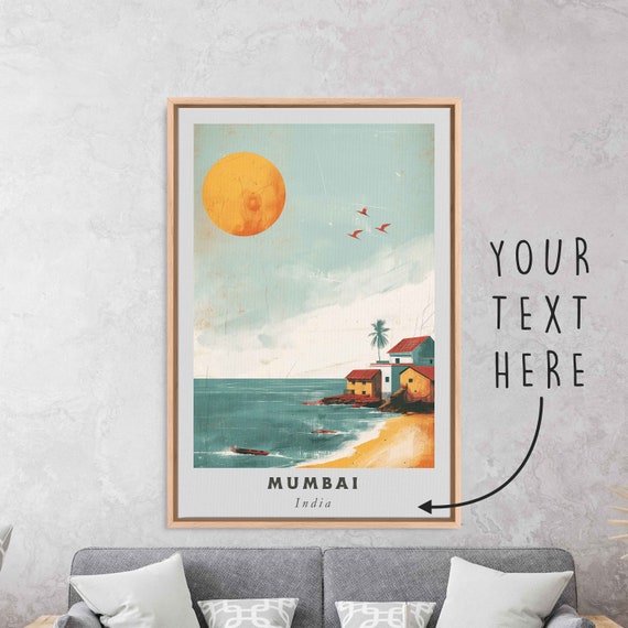 Mumbai India Acrylic Painting Travel Art Framed Wall Art Framed Fine Art Poster Paper Print Travel Home Decor