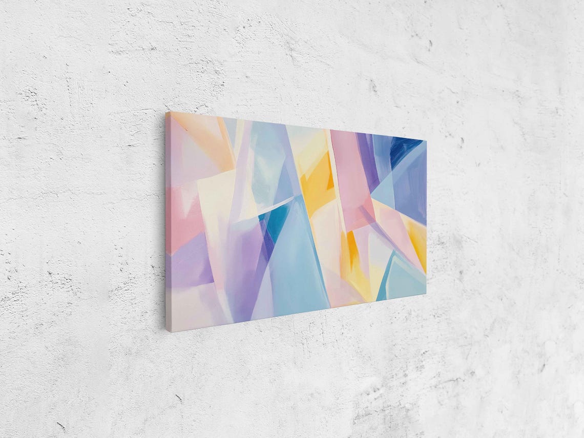 Abstract Pastel Faceted Geometric Crystal Light Modern Wall Print - Image 4