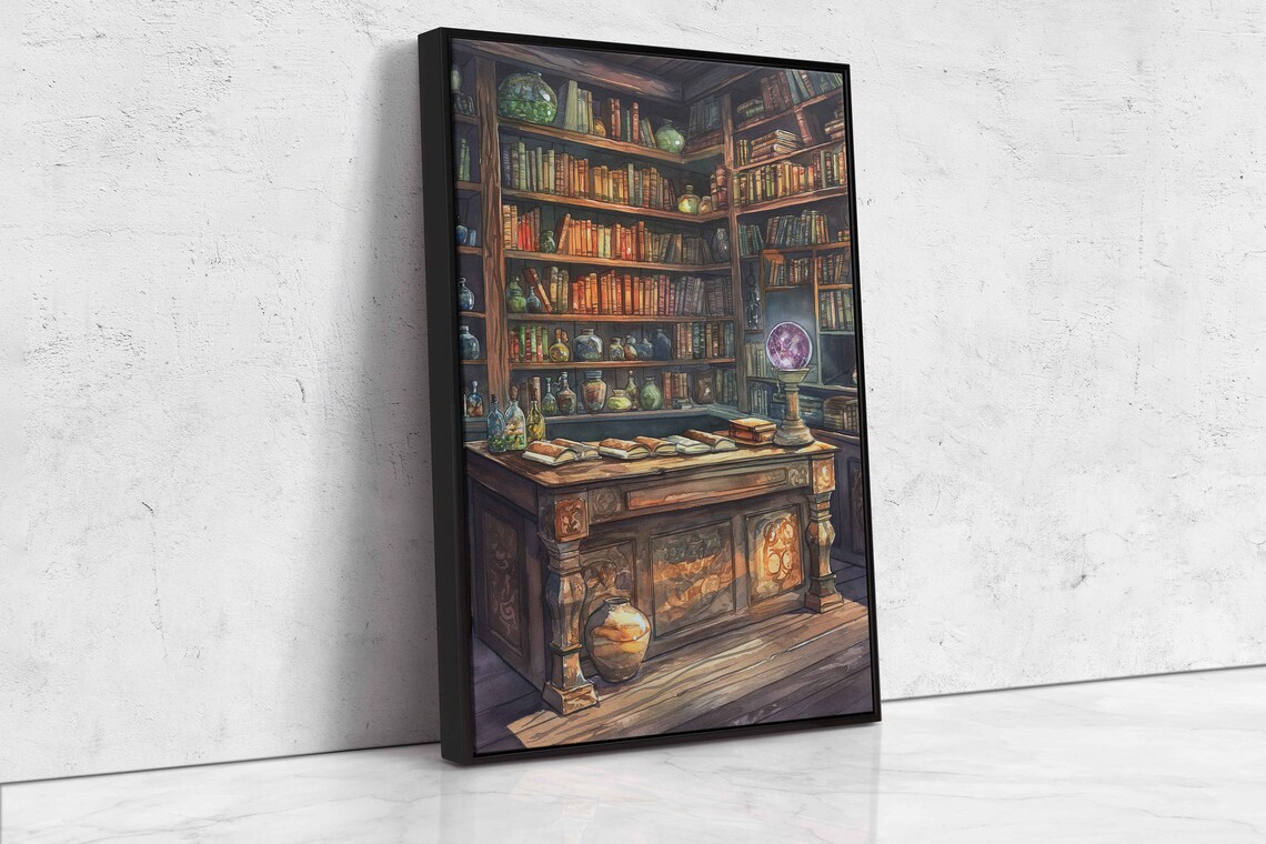 Whimsical Witch Library With Potions Spellbooks And Crystal Ball Poster - Image 4