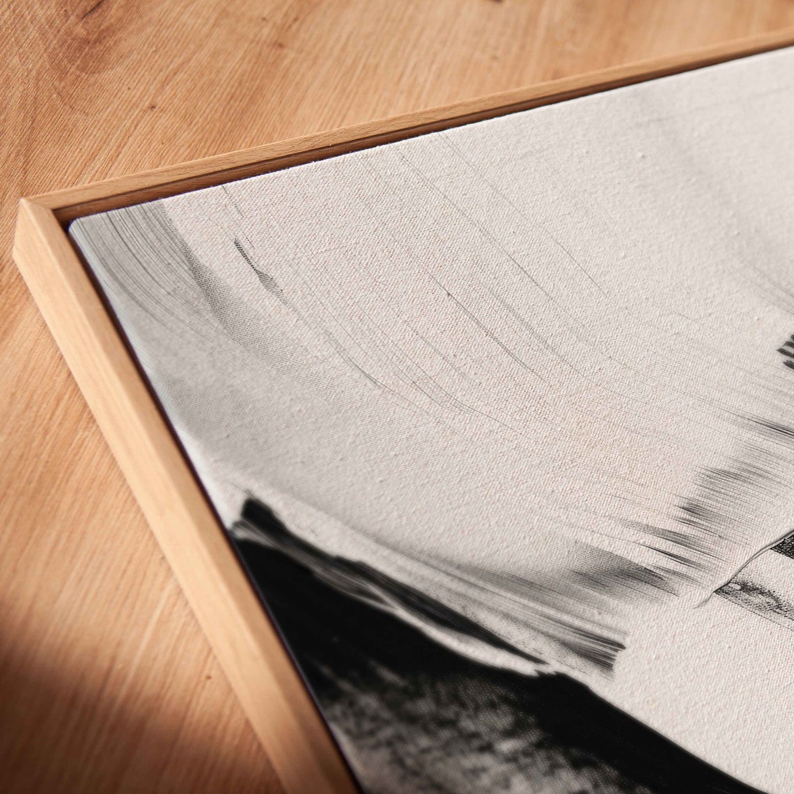 Black White Sweeping Brushstrokes Dramatic Abstract Painting Poster - Image 2