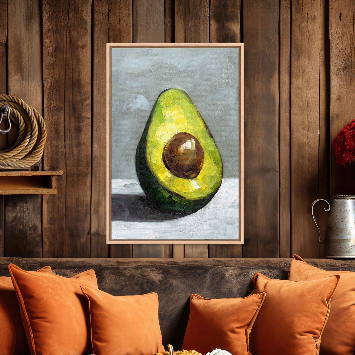 Acrylic Avocado Painting Wall Art Print Kitchen Decor Simple Green Vegetable Ready To Hang - Image 3