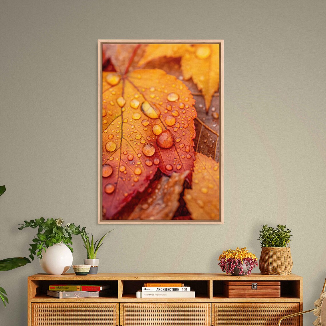 Raindrops On Bright Orange Autumn Leaves Macro Photography Poster - Image 3