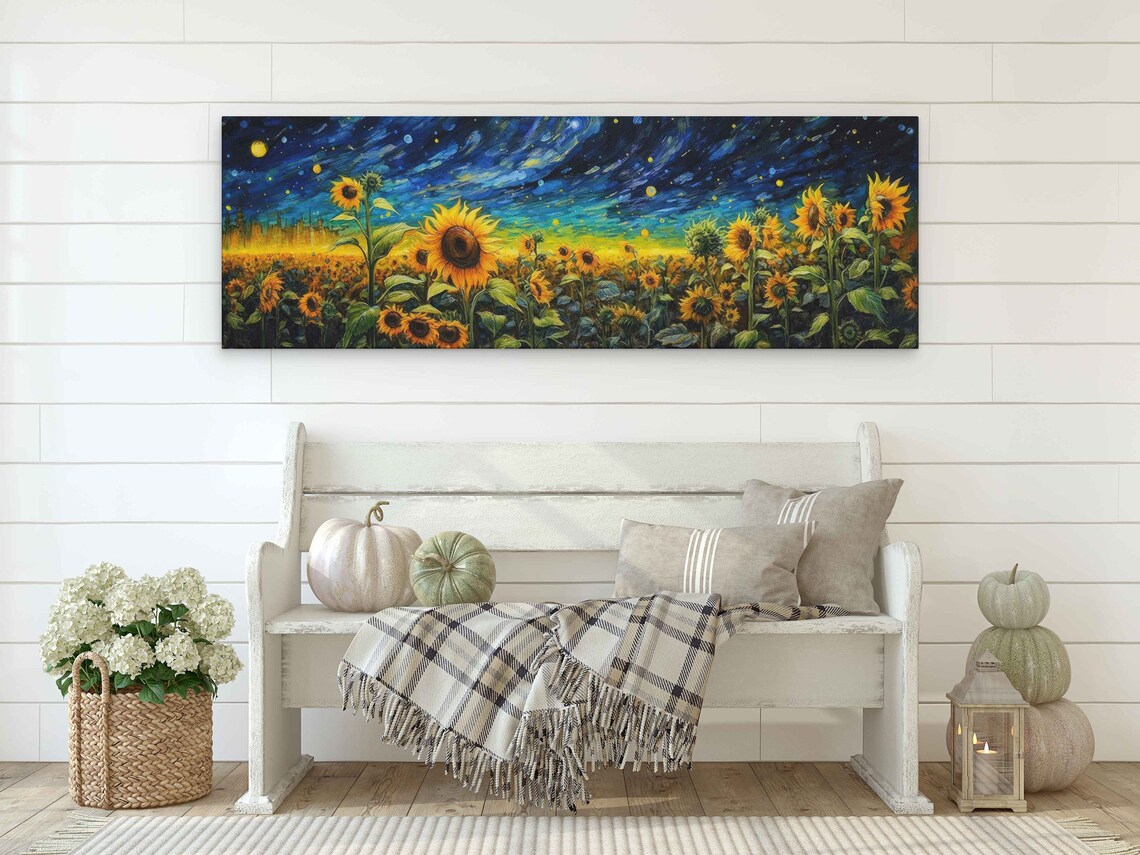 Sunflower Field Panoramic Landscape Wall Art Print - Image 2