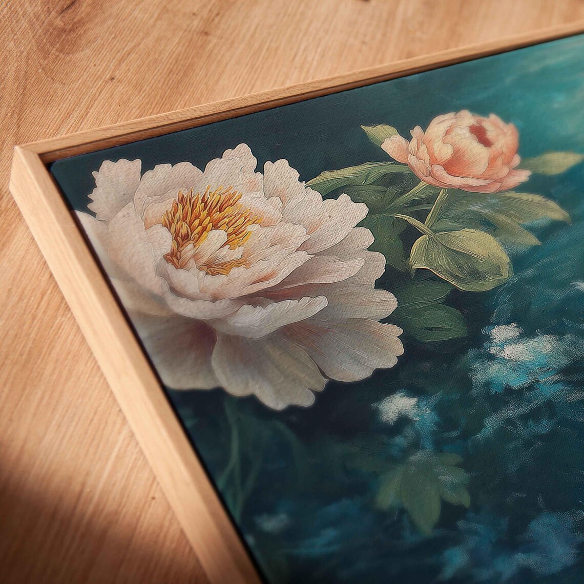Koi Fish Swimming In A Pond Wall Art Print Peaceful Scene With Peonies Symbolizing Prosperity - Image 2