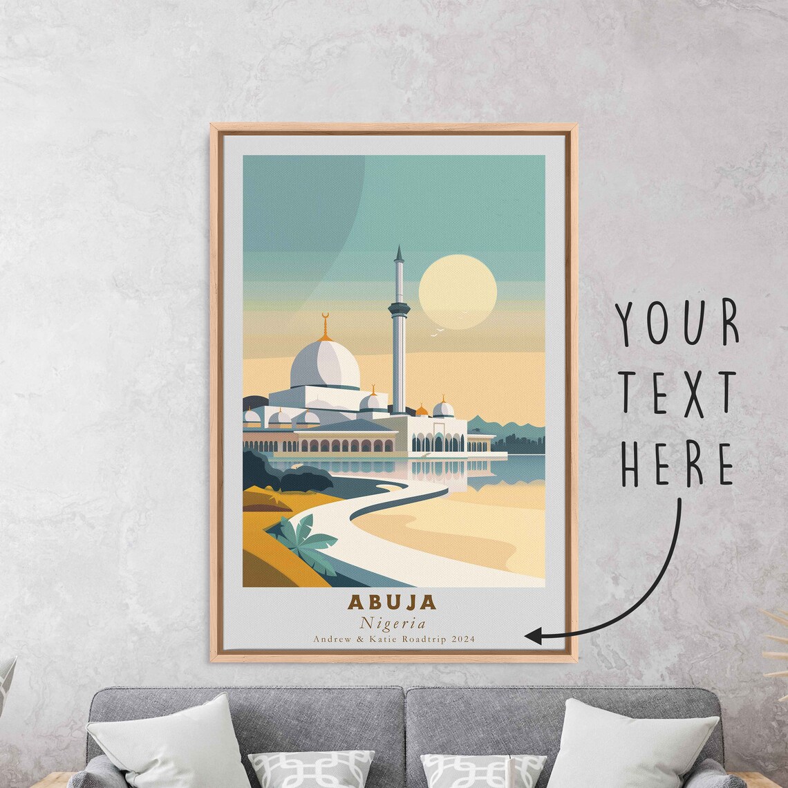 Abuja Nigeria National Mosque Dome Waterfront Sunset Travel Poster - Image 3