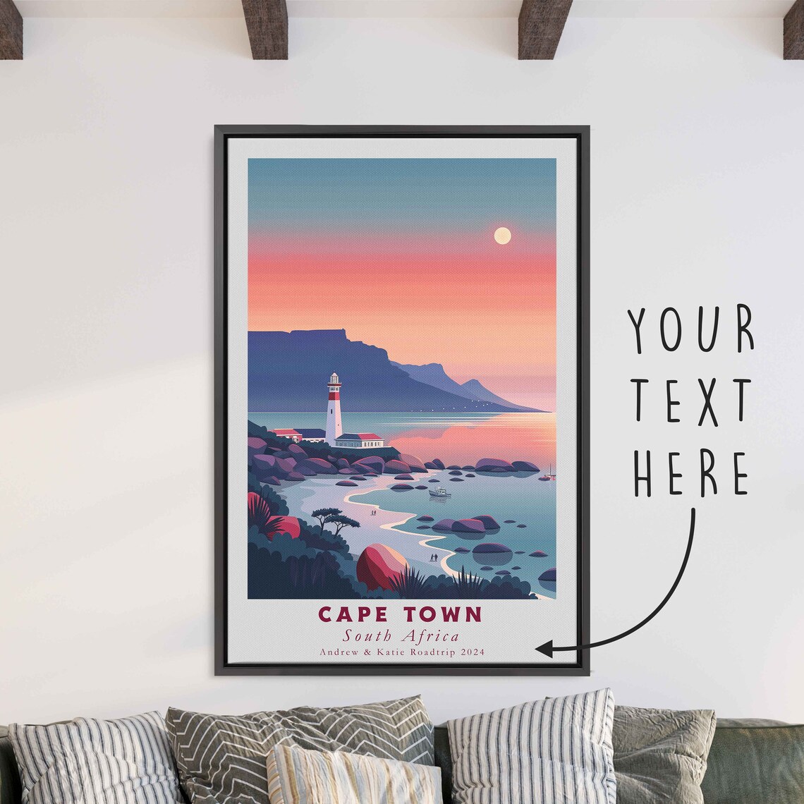 Cape Town South Africa Lighthouse Table Mountain Travel Poster - Image 3