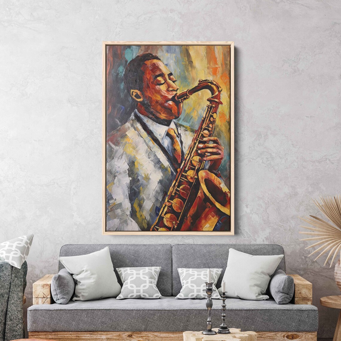 Jazz Saxophone Player Impressionist Oil Painting Music Poster - Image 3