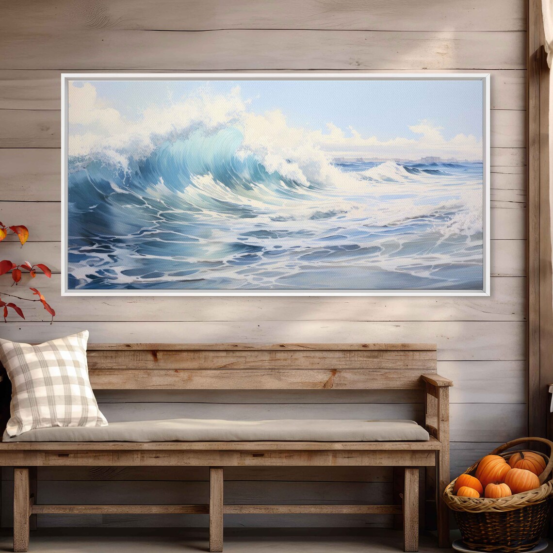 Powerful Turquoise Crashing Ocean Waves Blue Sea White Caps Poster - Image 2