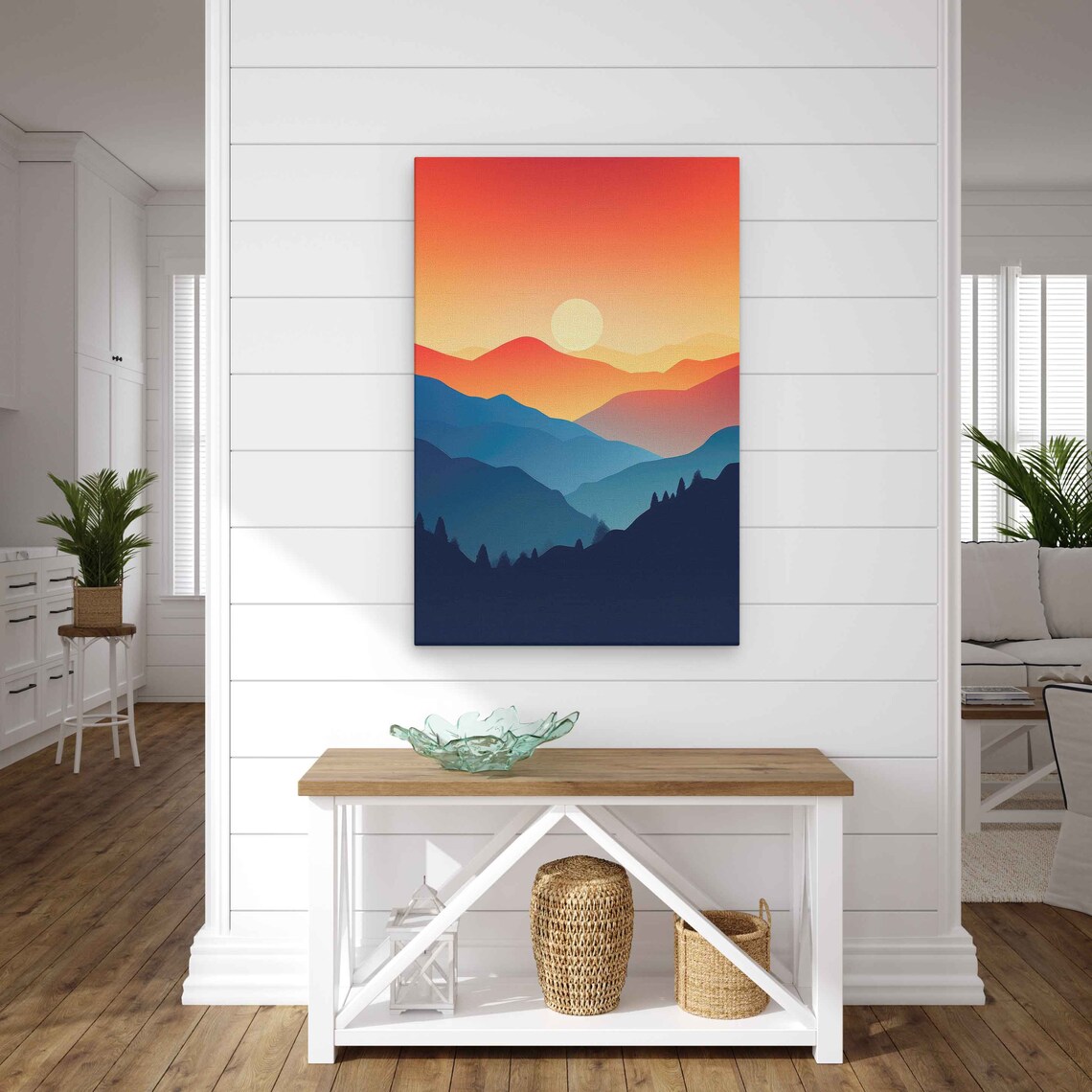 Minimalist Mountain Forest Sunset Poster - Image 2
