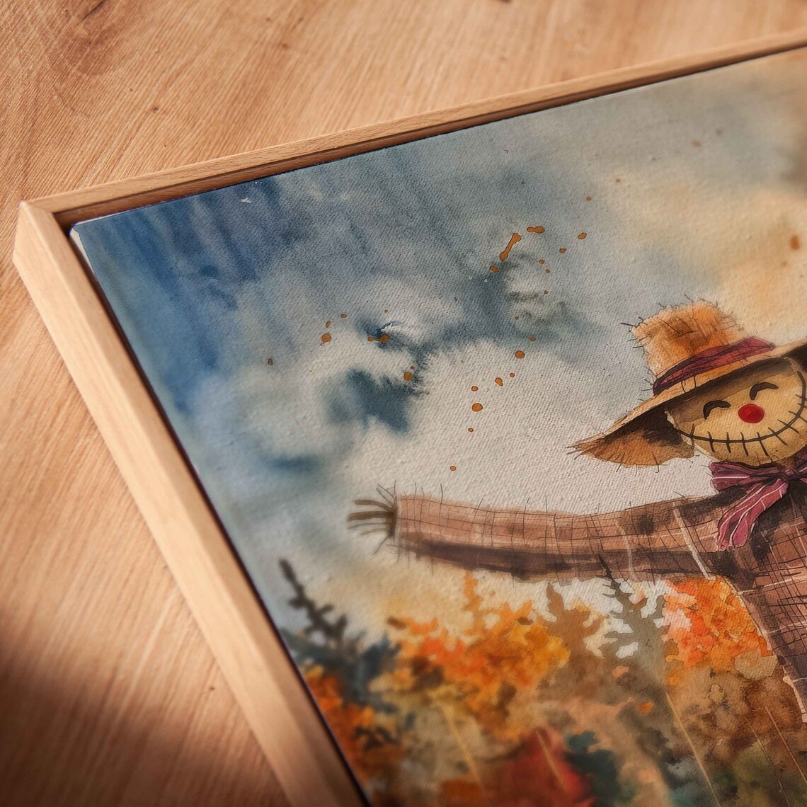 Friendly Scarecrow In Autumn Field With Straw Hat Watercolor Poster - Image 2