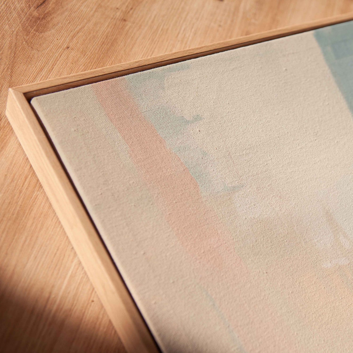 Peach Cream Dusty Blue Vertical Abstract Soft Brushstroke Poster - Image 2