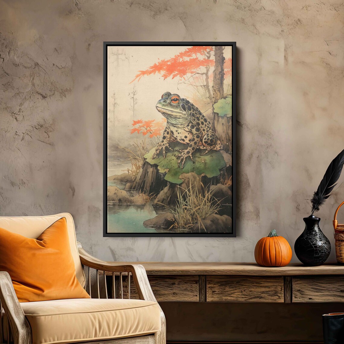 Vintage Japanese Frog Acrylic Painting Art Print - Image 2