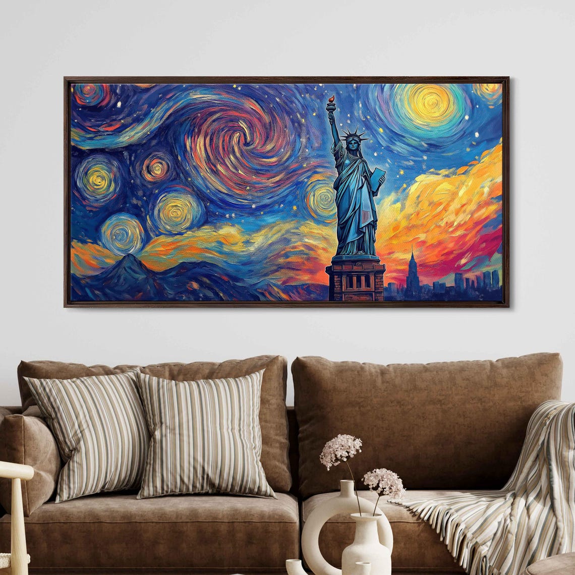 Statue Of Liberty Acrylic Art Wall Art Print Surreal Starry Night Background