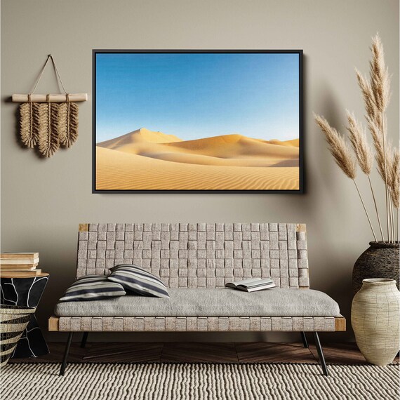 Saharan Desert Photo Clear Blue Skies Sand Hills Sand Waves Wall Art Print Ready To Hang