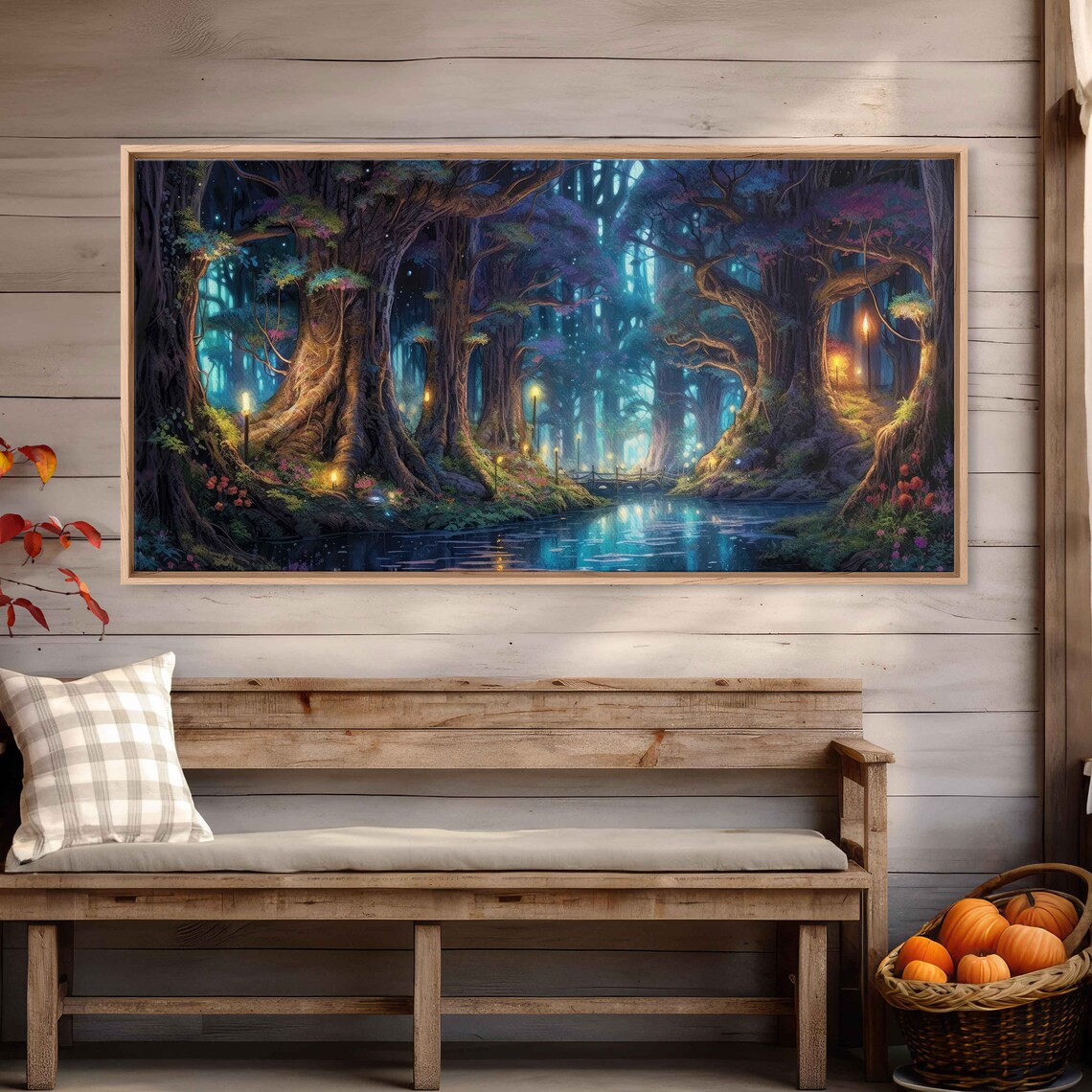 Enchanted Forest Pond Fantasy Landscape Art Print - Image 3