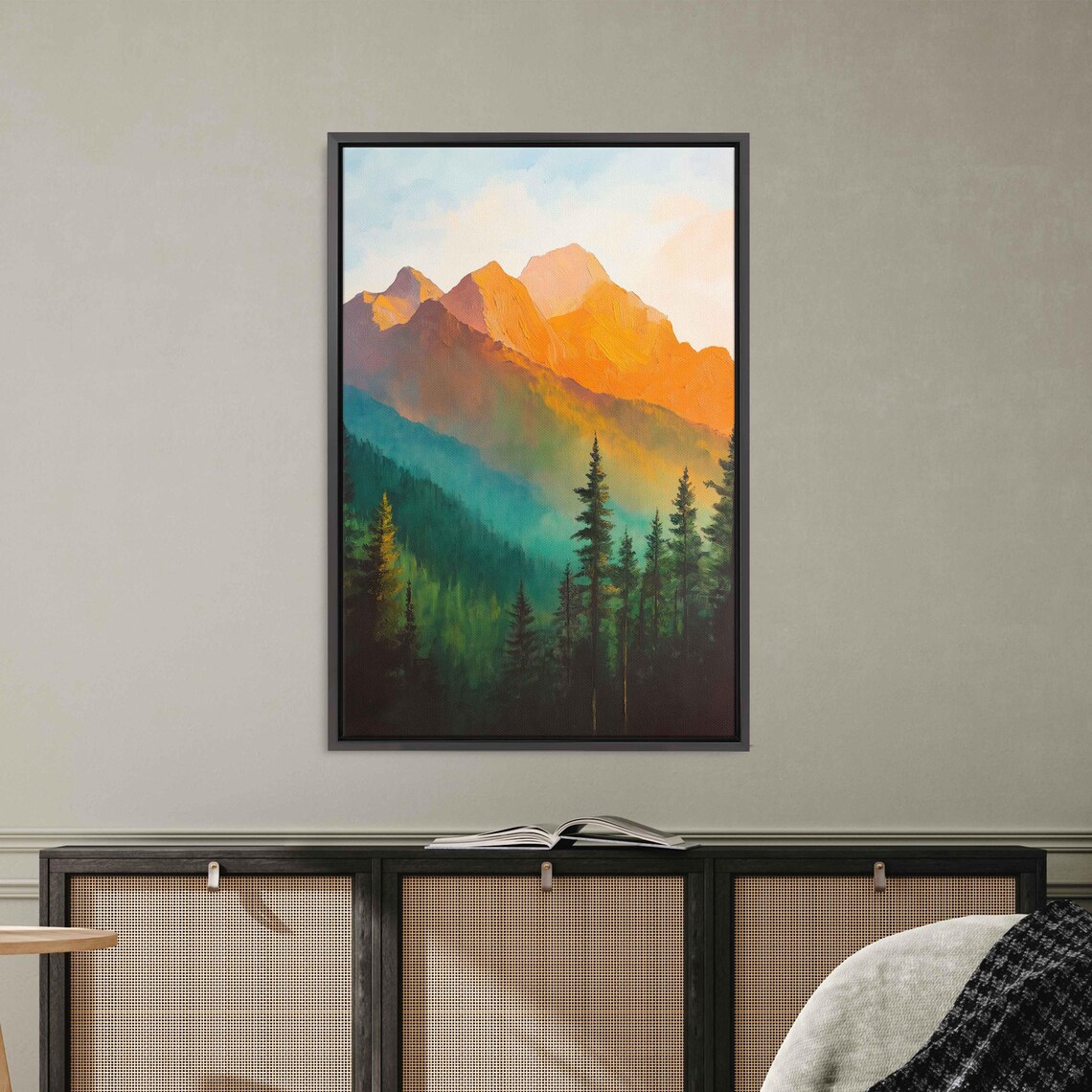 Majestic Rockies Wall Art Print Golden Hour Green Forests Mountain Landscape