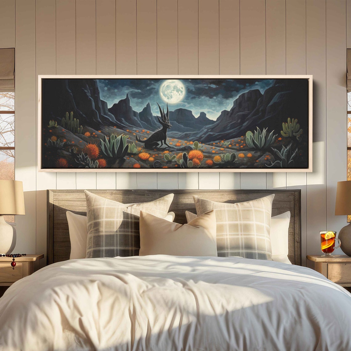 Chupacabra Under Full Moon Desert Canyon Night Cryptid Fantasy Art - Image 2