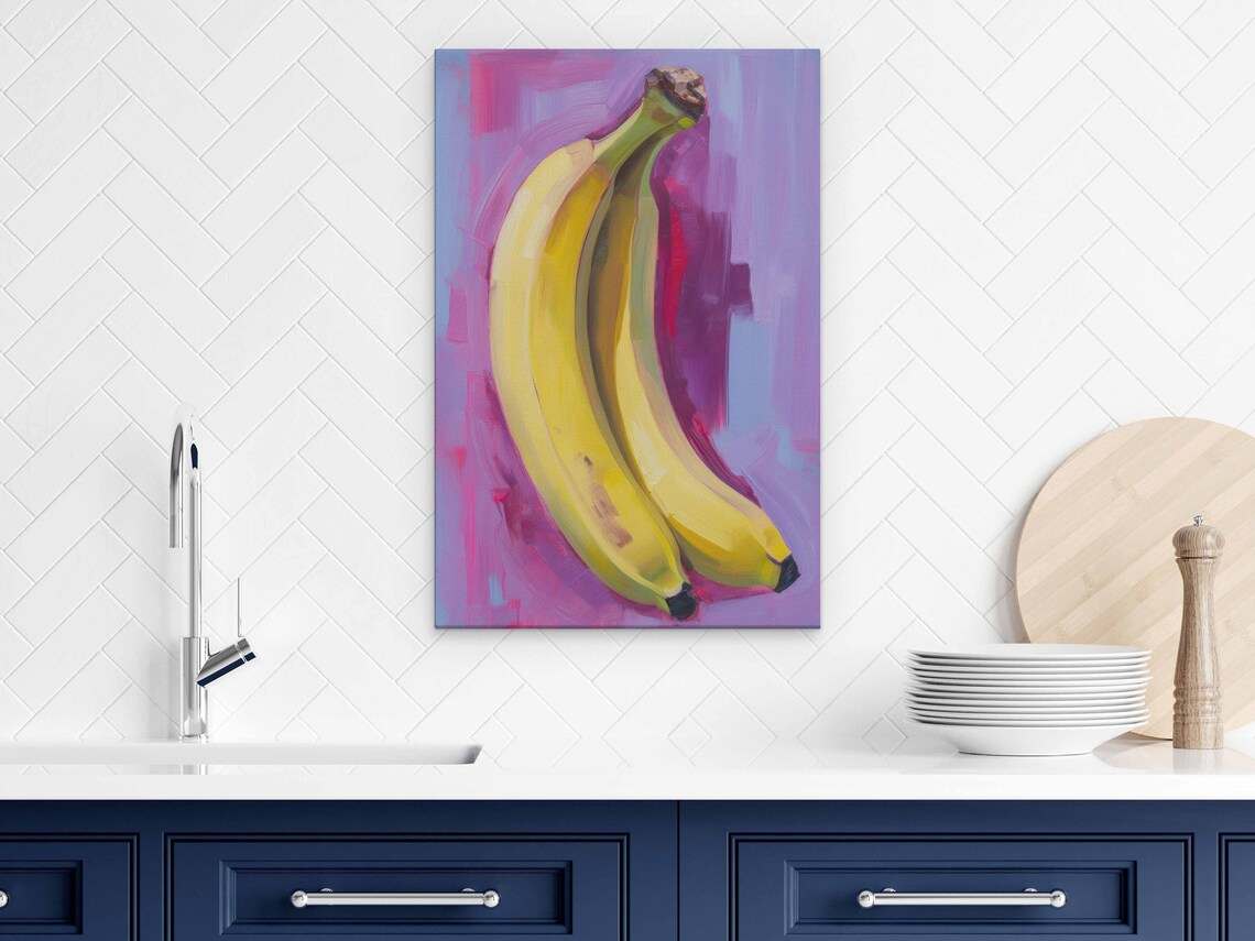 Bananas Oil Painting, Kitchen Decor - Image 3