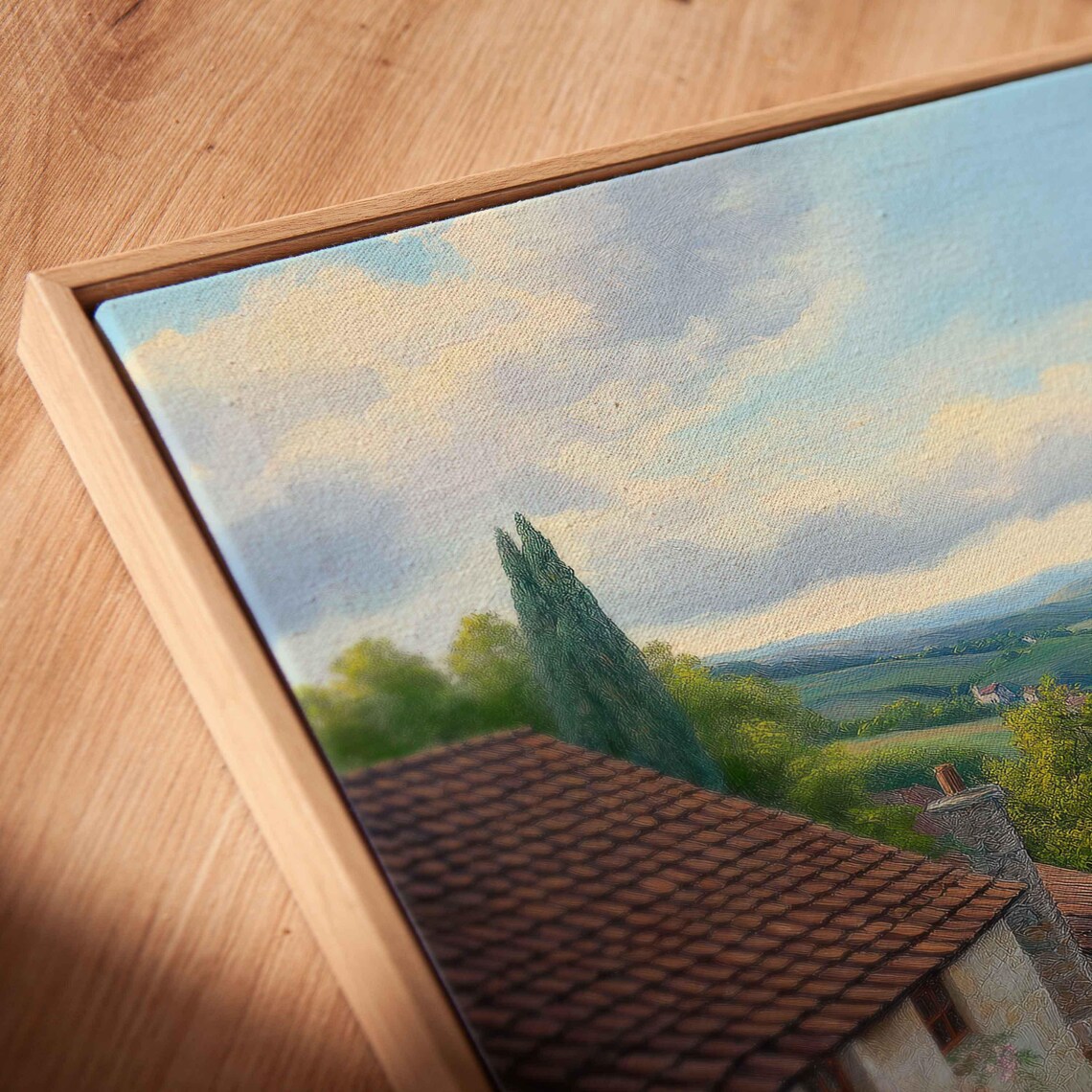 Quaint European Village Cobblestone Street Lush Green Valley Poster - Image 2