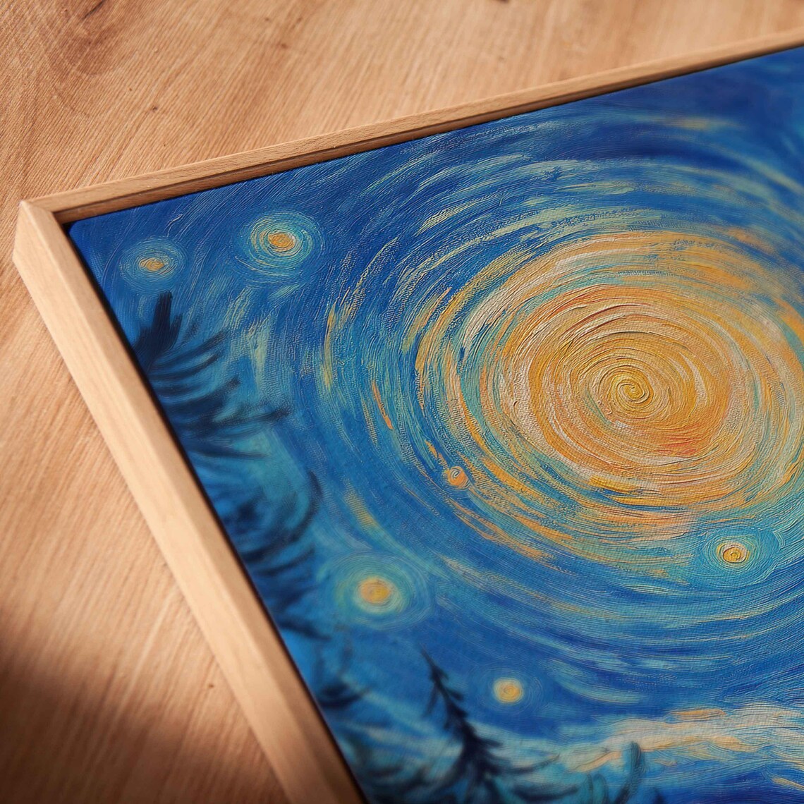 Starry Night Sky Over Campsite Campfire Swirling Oil Painting Art Poster - Image 2