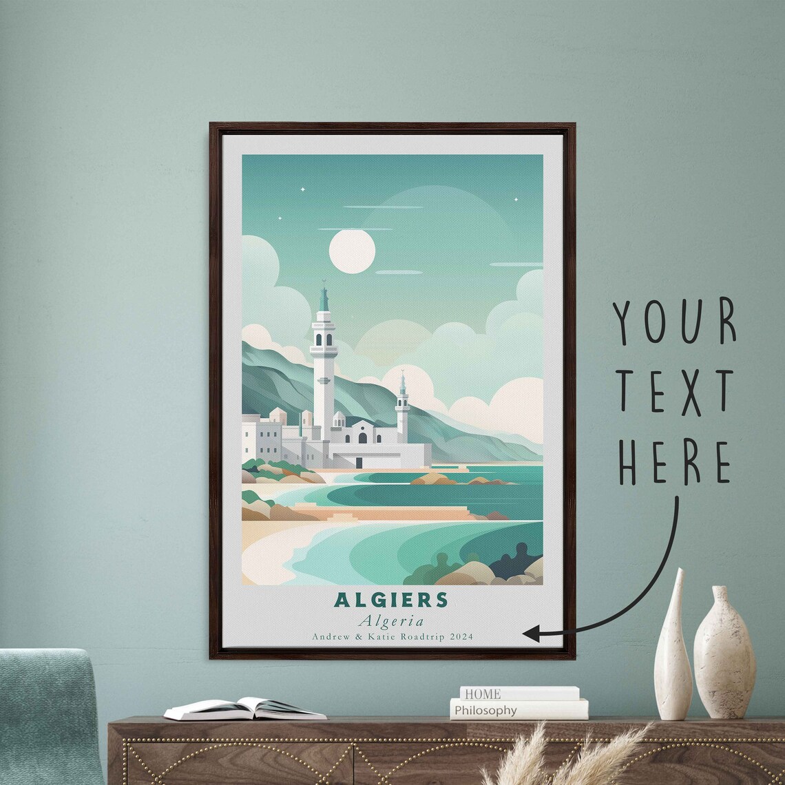 Algiers Algeria White Mosque Bay Minarets Seaside Travel Poster - Image 3