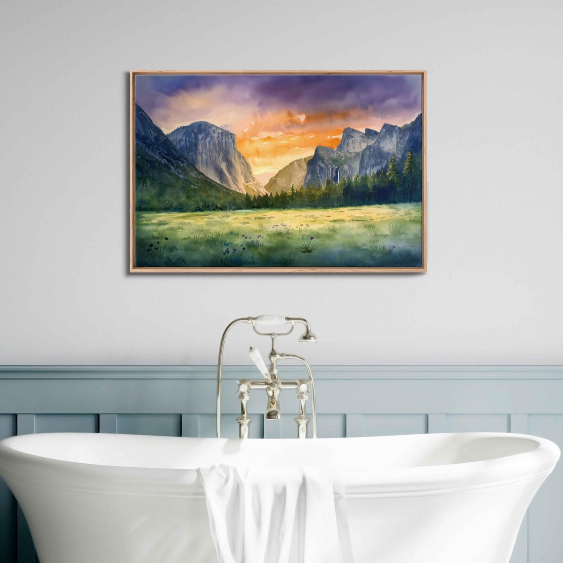 Yosemite National Park Sunset Wall Art Print Serene Watercolor Landscape - Image 3
