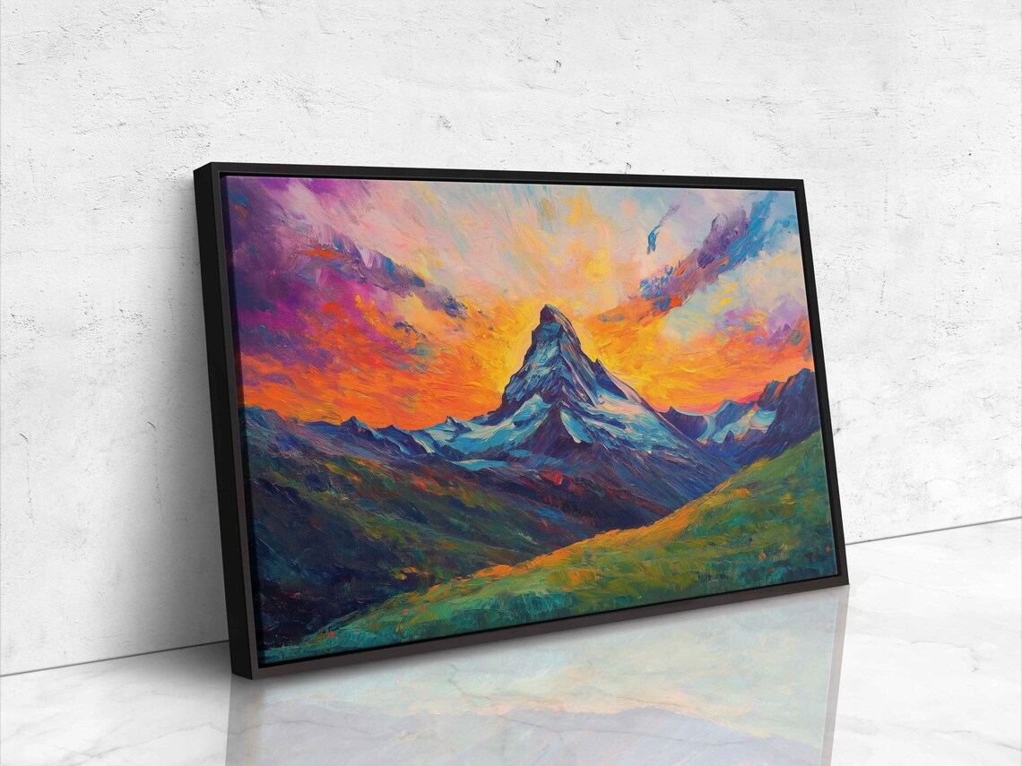 Matterhorn Sunset Wall Art Print, Acrylic Painting - Image 4