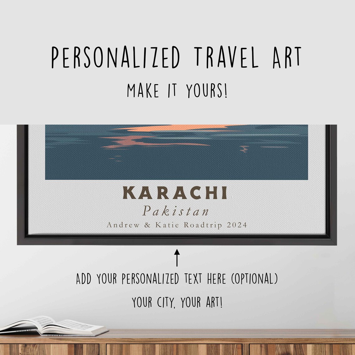Karachi Pakistan Grand Mosque Seaside Sunset Minimalist Travel Poster - Image 4