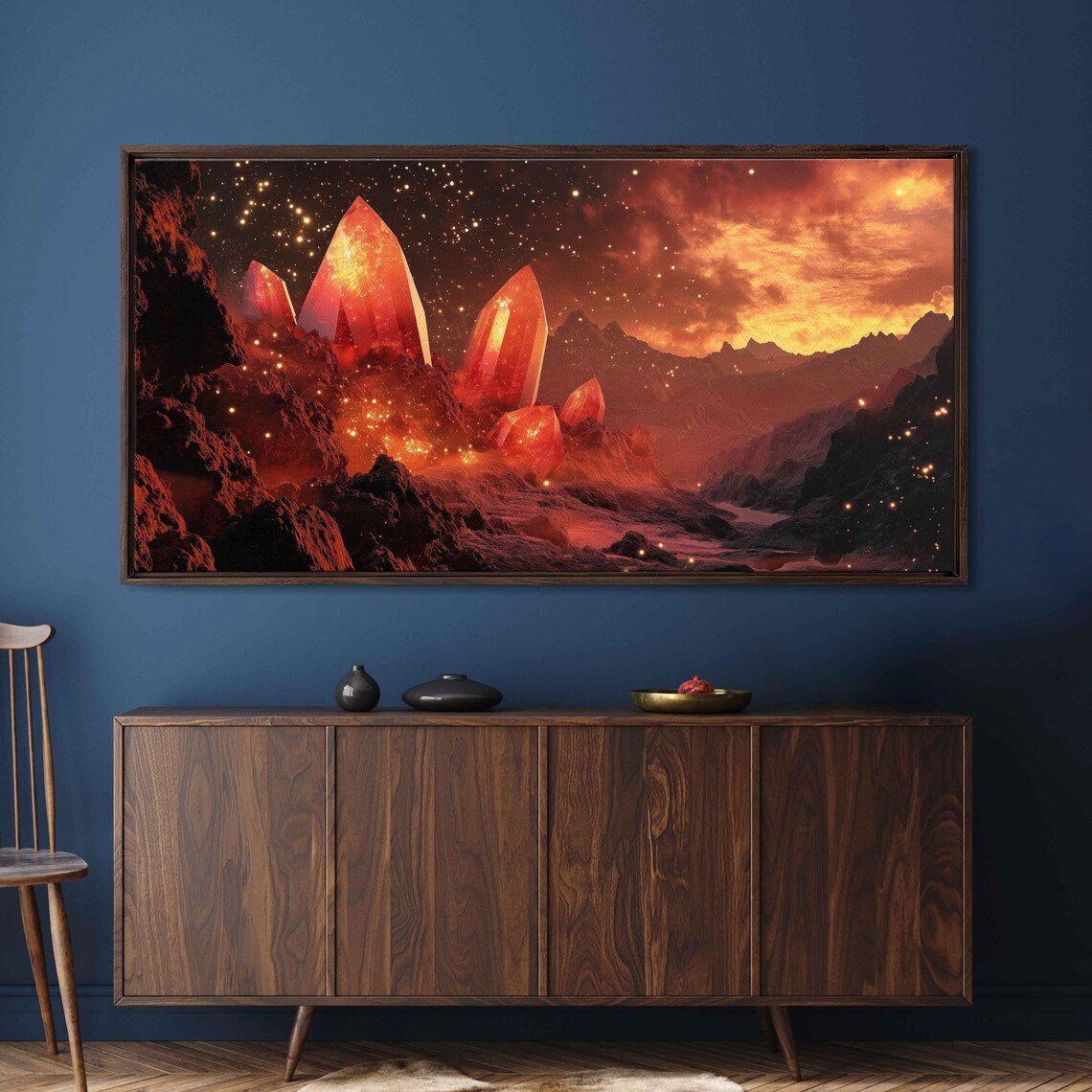 Oversized Gemstones in Rocky Gorge, Mystical Fantasy