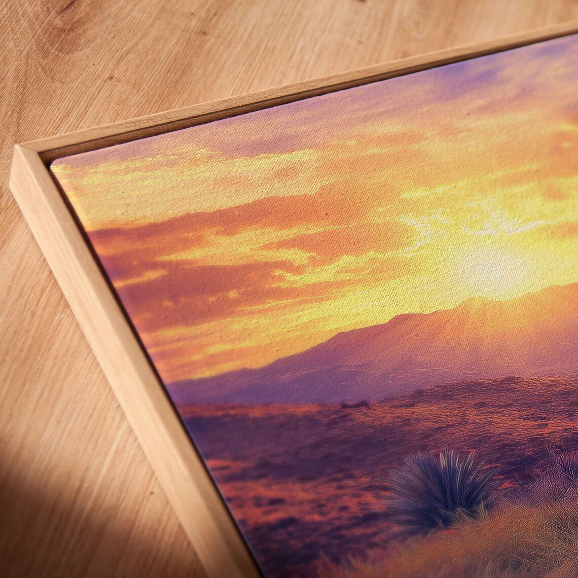 Agave Plant at Desert Sunset Purple Orange Sky Panoramic Poster - Image 2
