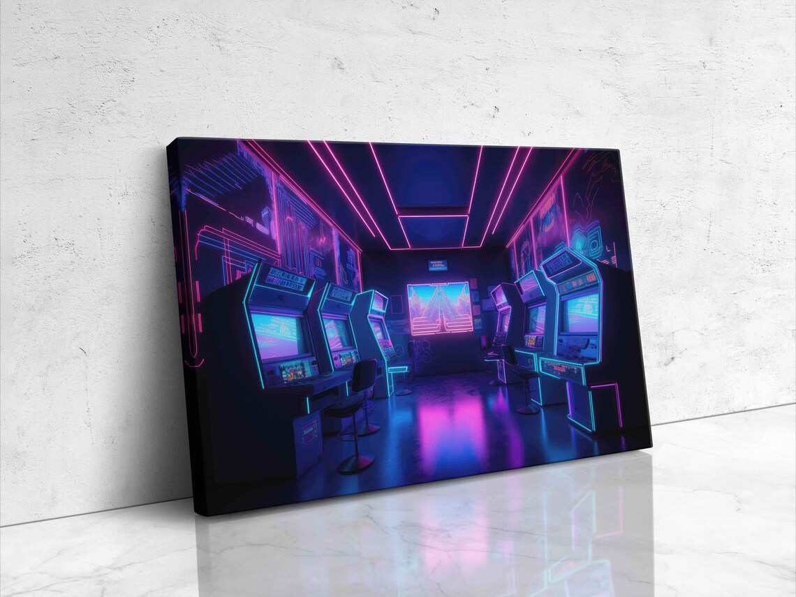 Retro Arcade Art Print, 90s Game Room Wall Decor - Image 4