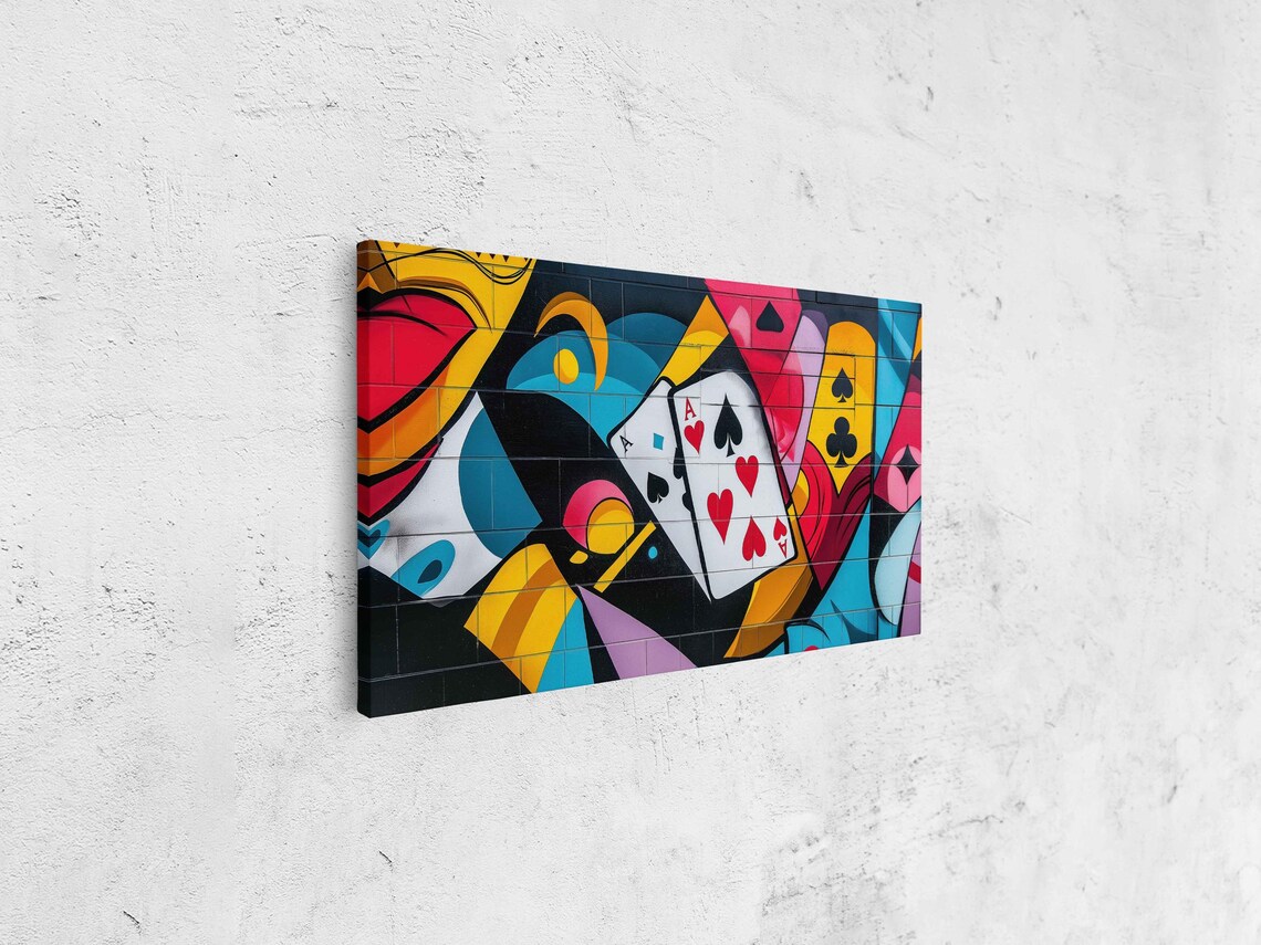 Pair Of Aces Mural Wall Art Print Man Cave Decor Gift For Him Playing Cards Ready To Hang - Image 4