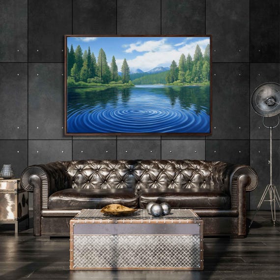 Serene Waters Of Lake Tahoe Wall Art Print Vibrant Greens Clear Blue Sky