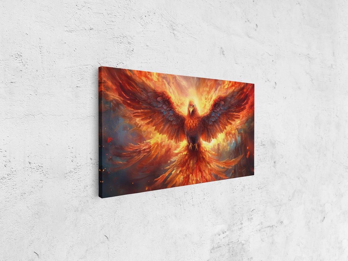 Phoenix Rising From Flames Mythical Firebird Fantasy Art Poster - Image 4
