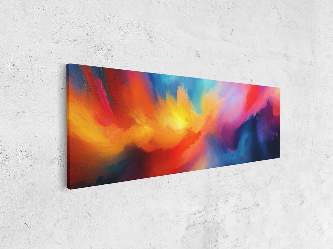 Abstract Colorful Flowing Waves Sunset Sunrise Blend Modern Art Poster - Image 4