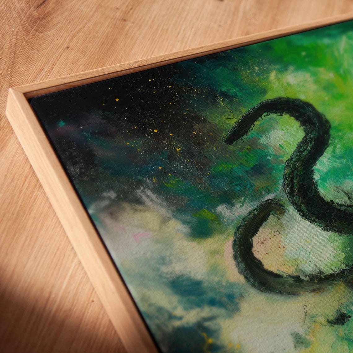 Cthulhu Cosmic Horror Emerging From Green Vortex Dark Oil Poster - Image 2