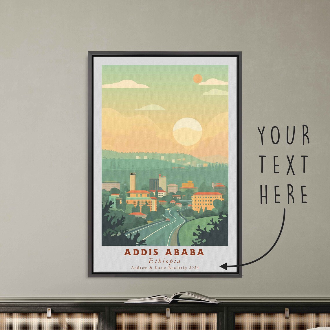Addis Ababa Ethiopia Hillside City Warm Golden Sun Travel Poster - Image 3