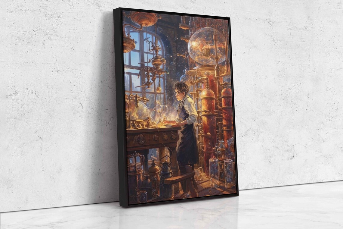 Steampunk Science Laboratory Art Print, Bedroom Decor - Image 4