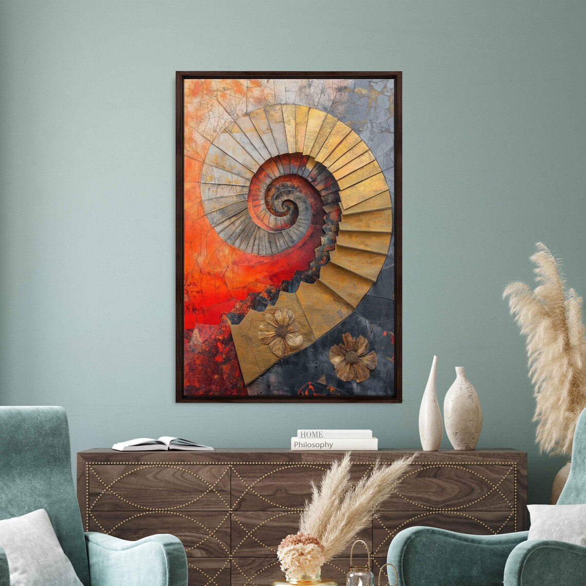 Golden Spiral Staircase, Surreal Magic Collage