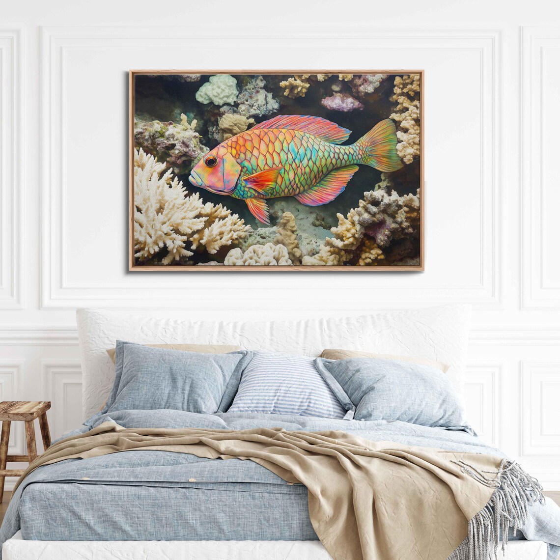 Rainbow Reef Fish Coral Garden Vibrant Watercolor Marine Art Poster