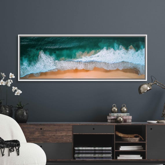 Tropical Surf Break With Sandy White Beach Wall Art Print Gift For Surfer Beach Painting Ocean Art Ready To Hang
