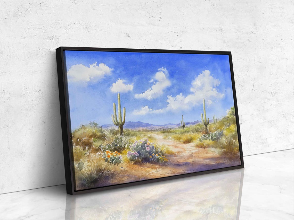 Cacti And Wildflowers, Desert Art Print - Image 4