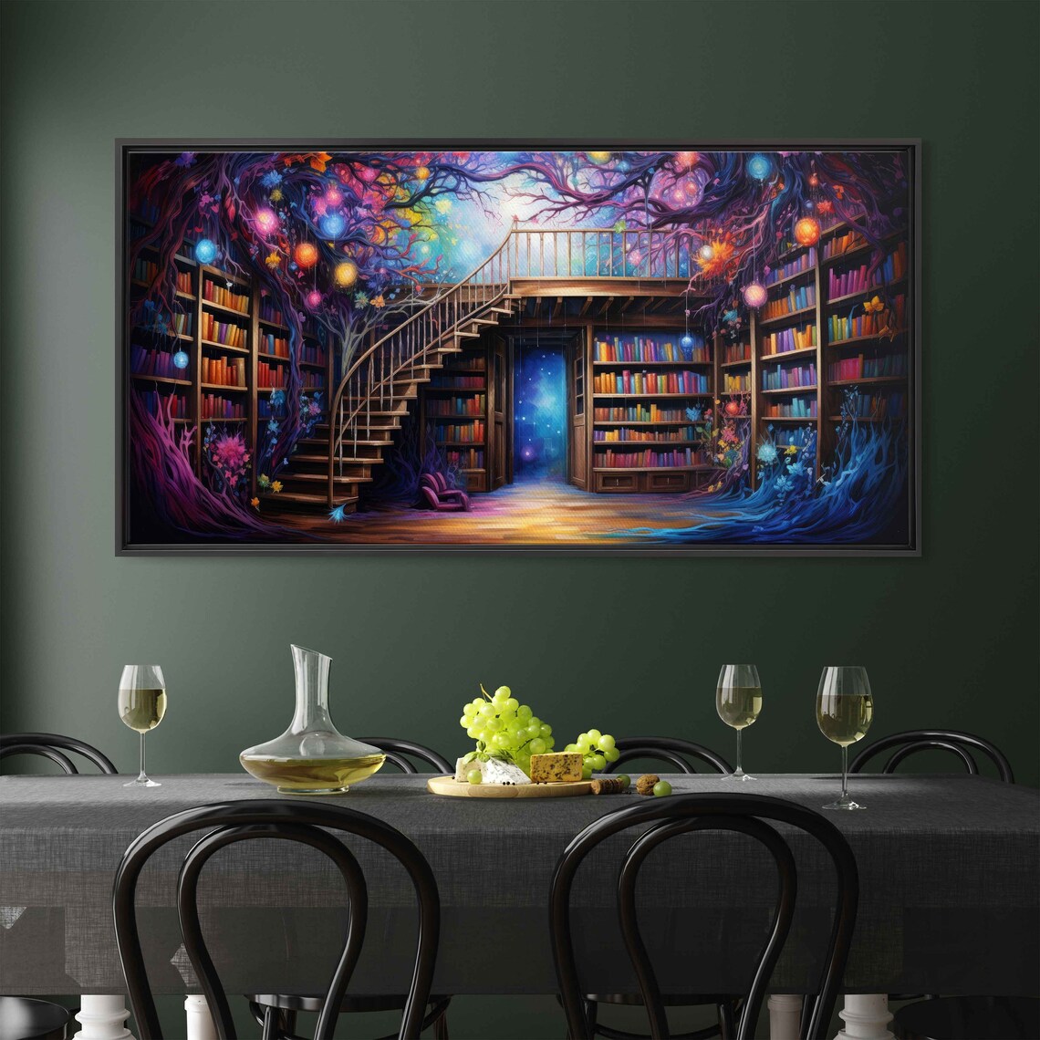 Colorful Library Fantasy Art Print, Reading Nook Decor - Image 2