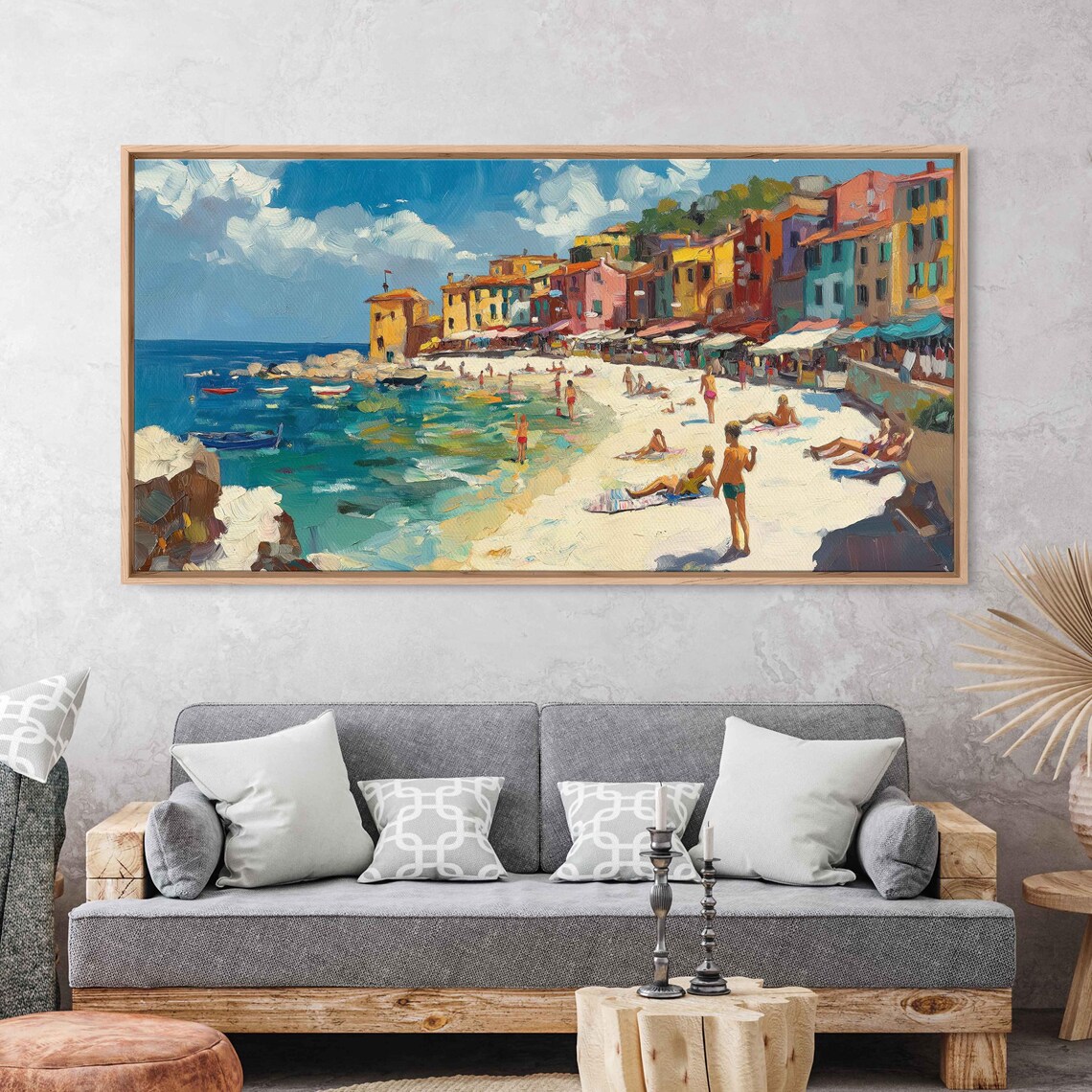 Mediterranean Seaside Town Colorful Buildings Sunny Beach Travel Poster - Image 3