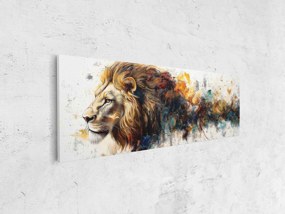 Lion Profile Dissolving Into Abstract Color Strokes Wildlife Art Poster - Image 4