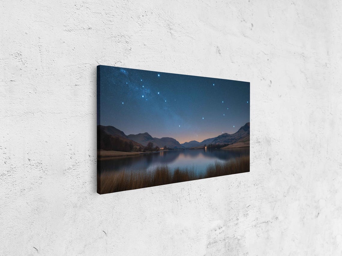 Starry Night Over Mountains Wall Art Print Serene Celestial Scene Enchanting Glow - Image 4