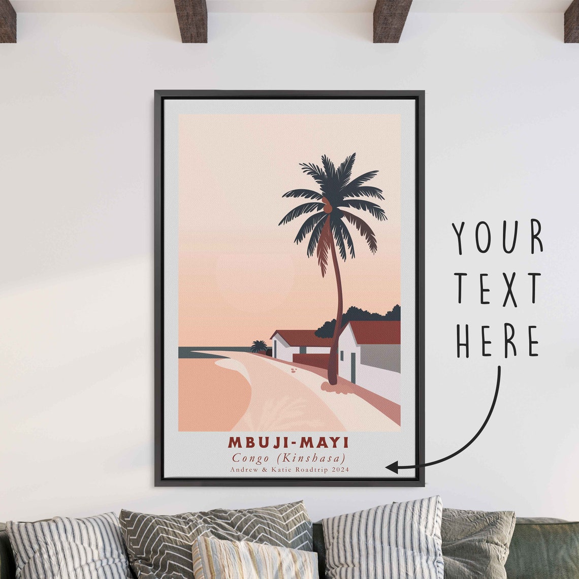 Mbuji Mayi Congo Kinshasa Beach Palm Tree Coastal Sunset Travel Poster - Image 3