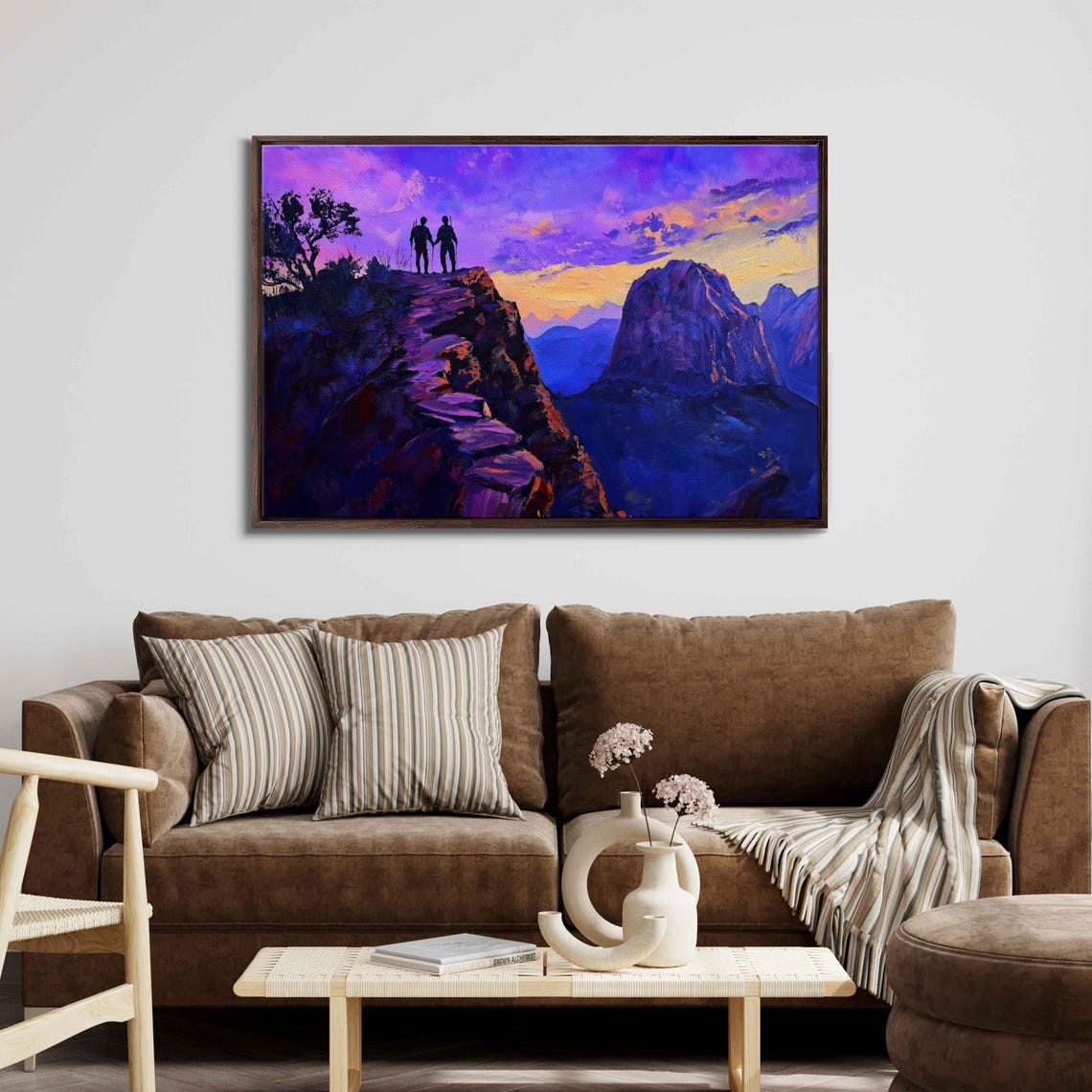 Angels Landing Trail Wall Art Print Twilight Sky Hikers Silhouette Purple Blue Landscape - Image 3