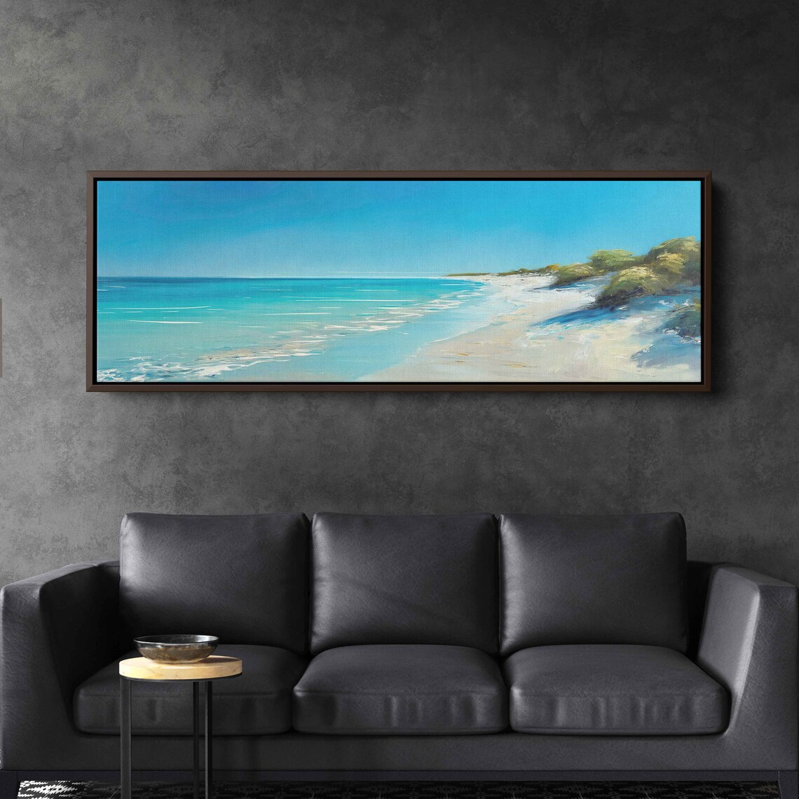 White Sand Beach Turquoise Blue Waves Clear Sky Panoramic Coastal Art Poster - Image 2