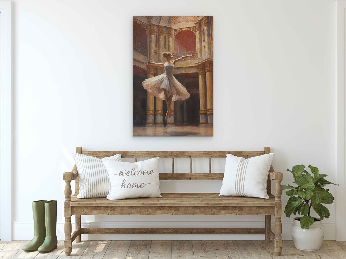 Vintage Ballerina Theatre Performance Flowing White Dress Art Print - Image 2